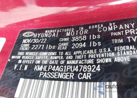 2023 Hyundai Elantra Limited z USA, uszkodzony, nr VIN KMHLP4AG1PU478924